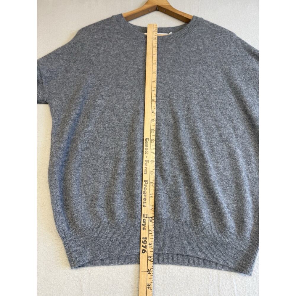 Harper Lane 100% Cashmere Sz Med Gray Heather Long Sleeve Sweater Purple Piping - Picture 9 of 12